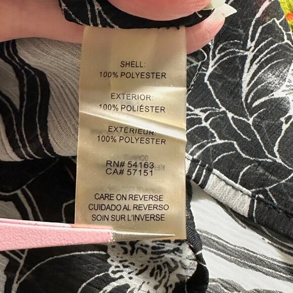 Tommy Hilfiger Womens Black White Dark Floral Lined Tank Blouse XL Fairy Whimsy - Picture 4 of 8